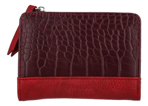 Monedero Billetera Dama Brasil Terrano Rojo Liso