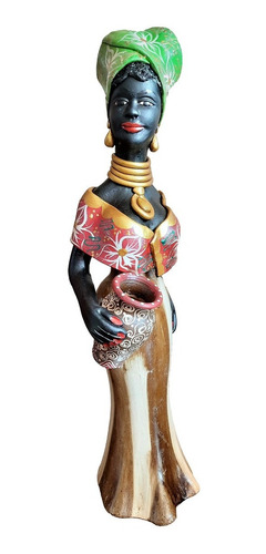 Imagem 1 de 9 de Boneca Africana Saia Listrada Marrom Artesanato Caruaru
