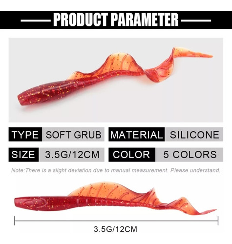 Señuelos Vinilos Soft Bait 3.5g/12cms Spinpoler Rojo