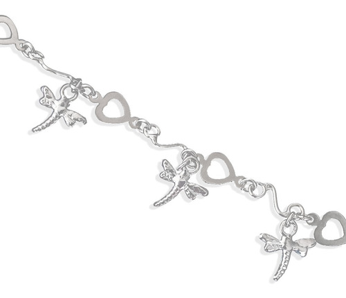 Imagen 3 de 3 de Pulsera Plata Italiana 925 Modelo Libelulas