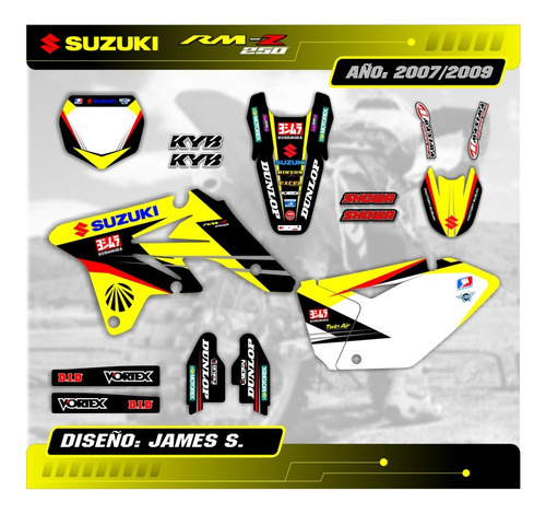 Kit Calcos Gráfica Suzuki Rmz 250 2007/09 