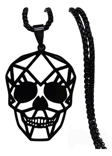 Collar Dije Calavera Cráneo Acero Inoxidable Negro Plata Oro