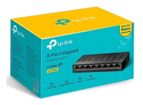 Switch 8 Puertos Ls1008g Gigabit Tp-link Litewave Negro