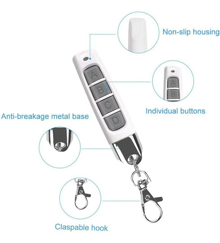 Control Remoto Universal Para Puerta De 433 Mhz Con 4 Botone