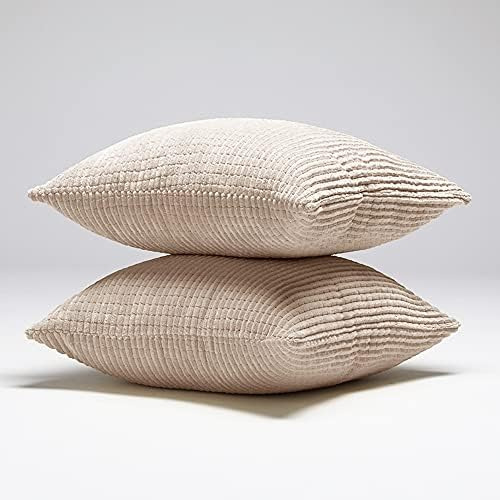 Deconovo Fundas De Almohada De Pana De 18.0 X 18.0 In, Diseñ