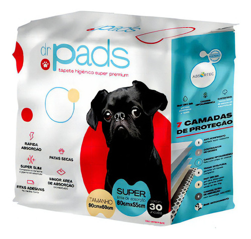 Tapete Higiênico Dr. Pads Slim 90x60 Para Cães 30 Unidades