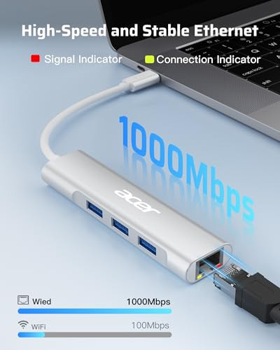 Adaptador Acer Usb C A Ethernet, Concentrador Usb C 4 En 1 C