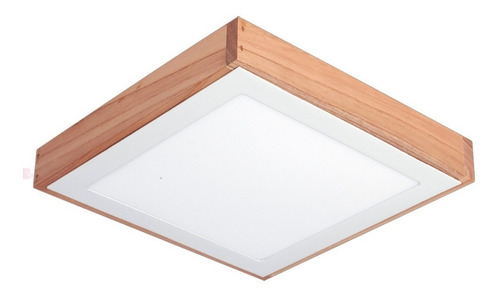 Plafon Madera 24 X 24cm 18w Alta Potecia Lámpara Buena Luz