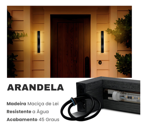Arandela Led Luminária Linear Slim Alto Padrão Parede Muro Sol Chuva IP65 220V Luz Quente