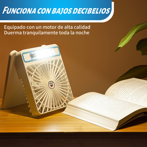 Ventilador Mini De Camping Solar Recargable Plegable Con Led
