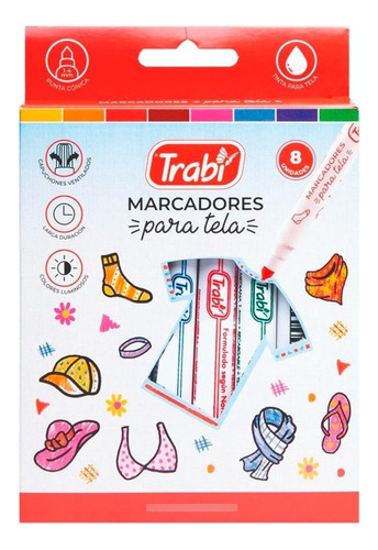 Marcadores Para Tela Trabi X 8 Unidades