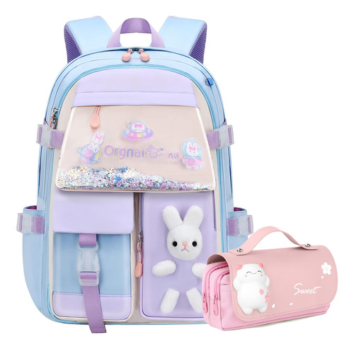 Mochila Kawai Para Niñas, Preescolar, Con Forma De Conejo, C