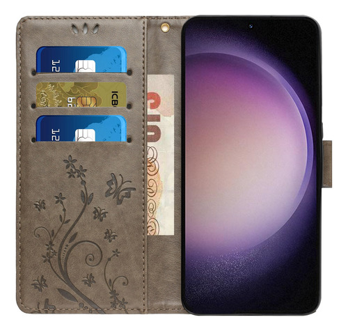 Funda De Piel Con Ranura Tipo Cartera Para Samsung Galaxy A, Color Gris