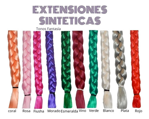 10 Extensiones  De Cabello Sintético Para Trenzas 58cm