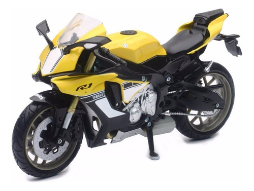 1:12 com base, chaveiro, capacete de motocicleta amarelo em miniatura Yamaha Yzf R1