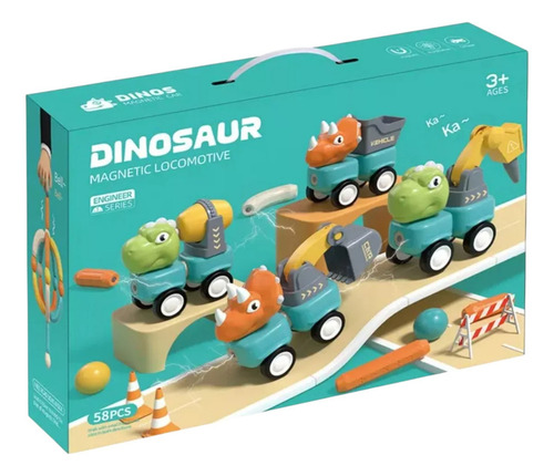 Bloques Magnéticos De Dinosaurios Armables 58 Piezas Versión Del Personaje Dinosaurio