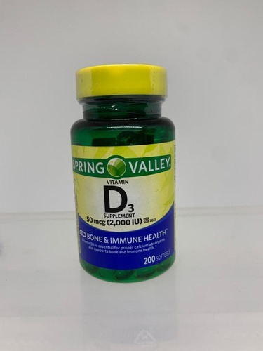 D3 50mcg 2000iu - 200 Softgels Spring Valley