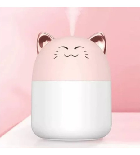 Humidifcador Ambiente Difusor Gatito Con Luz Led Aromatico Rosa