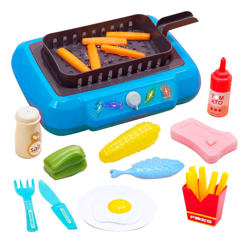 Freidora Cocinita Simulacion Con Luz Y Sonido Juguete Niños Color Azul