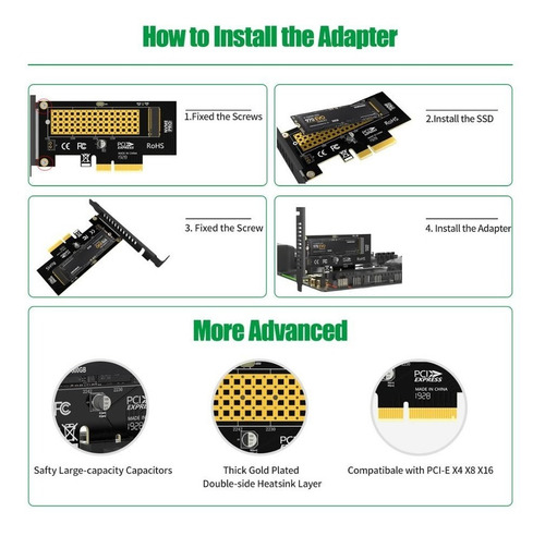 Imagen 5 de 6 de Adaptador Nvme Pcie M.2 Ssd A Pcie X4, Tarjeta