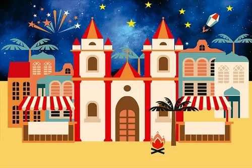 comprar Painel De Festa Sem Emendas Cidade Festa Junina 3x2m