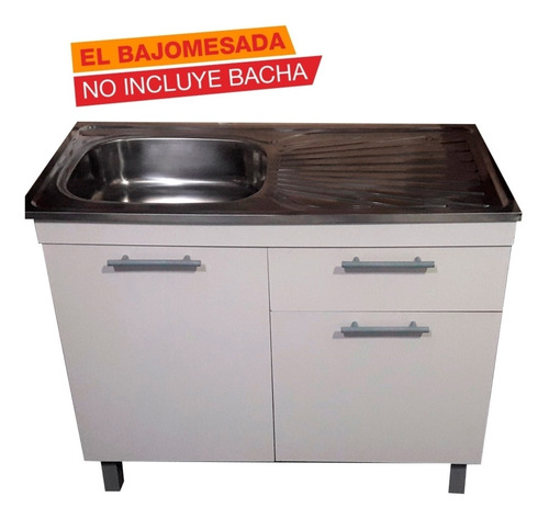 Bajo Mesada Mueble 1 Metro Blanco Cajones Puertas Mela Tioso