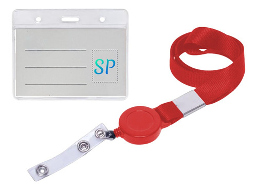 Pack 5 Porta Credenciales Con Lanyard Retráctil 100x85 Mm