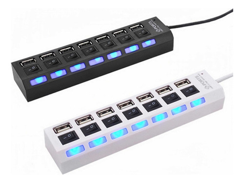 Hub Extensión Usb 2.0 7 Puertos Con Switch Led Pc Laptop