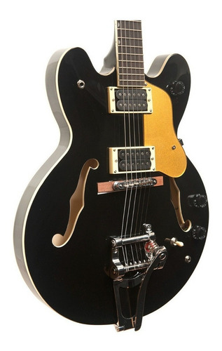 Imagen 2 de 2 de Guitarra eléctrica Epic Tipo 355 de tilo negra con diapasón de madera técnica