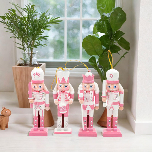 Esculturas De Figuras De Cascanueces De Madera, 4 Uds.,