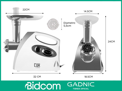 Imagen 7 de 10 de Picadora Carne Electrica Alta Potencia + Accesorio Chorizos