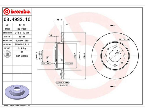 Par Discos Brembo Nissan Tsuru Gs I Edicio Especial 2004 Del