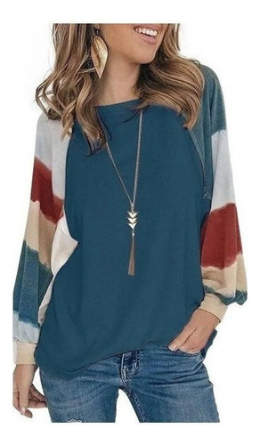 Blusa De Mujer Camisetas Manga Cuello Redondo Bloque