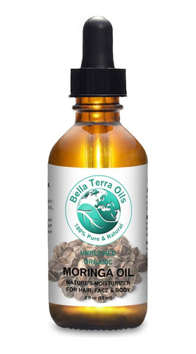 Bella Terra Oils Aceite De Moringa. 2 Oz. Prensado En Frío.