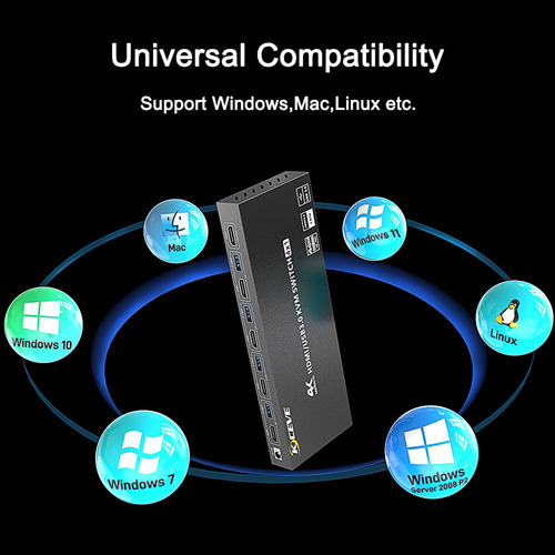 Switch Kvm Kc-kvm401a Monitores Kvm Usb 3.0hdmi 2/4 Computad