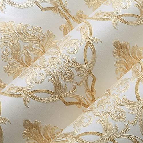 Papel Tapiz 3d Estampado Damasco Beige 1.73' X 32.8'