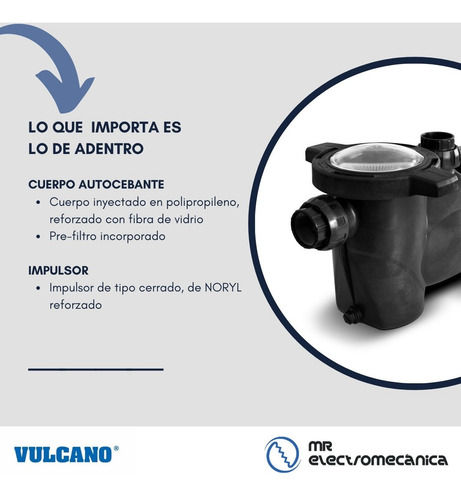 Imagen 5 de 10 de Bomba Pileta Vulcano Autocebante Bap100 1 Hp