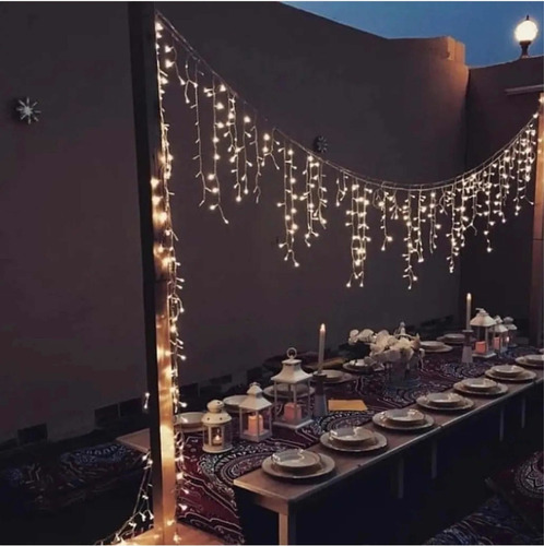 Imagen 5 de 9 de Cortina Luces Lluvia 100 Led 3 Mts Navidad Efectos Eventos