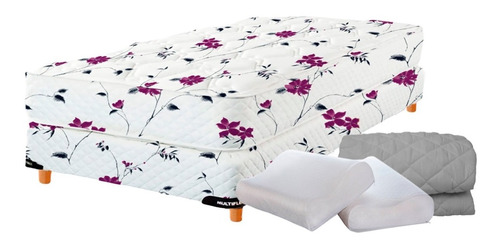  Somier 2 Plazas + Almohadas Cervicales + Cubre Colchon 