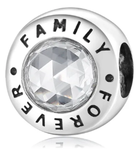 Berloque Separador Branco Family Forever Prata 925