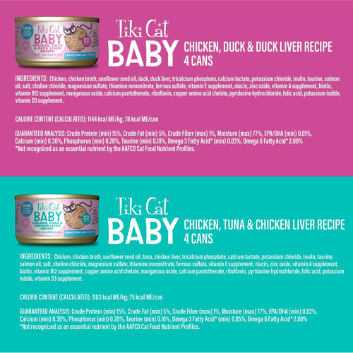 Tiki Cat Baby - Kitten Alimento Humedo Variado 24lts-2.4 Oz