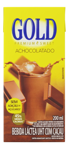 Bebida Láctea UHT Achocolatado Gold Premium Sweet Caixa 200ml
