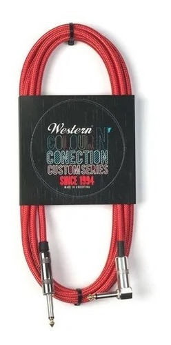 Cable Plug Recto-angular Western - Entelado Rojo - 6 Metros