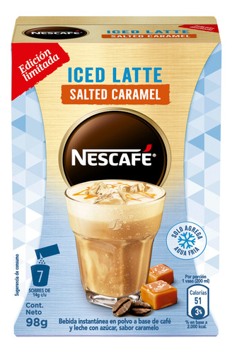 Café Nescafé® Iced Latte Salted Caramel 98g 7 Sobres