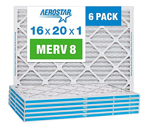 Filtro De Aire Plisado Aerostar 16x20x1 Merv 8, Ac Furnace A