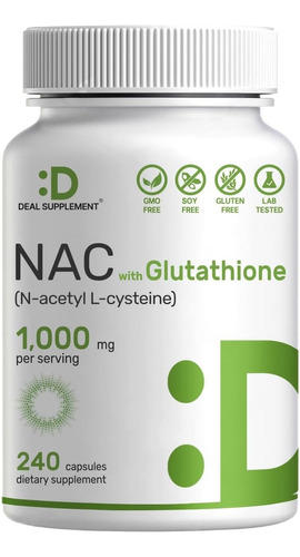 Nac N-acetil Cisteína 1,000 Mg + Glutatión 50mg Hecho En Usa Sabor S/n