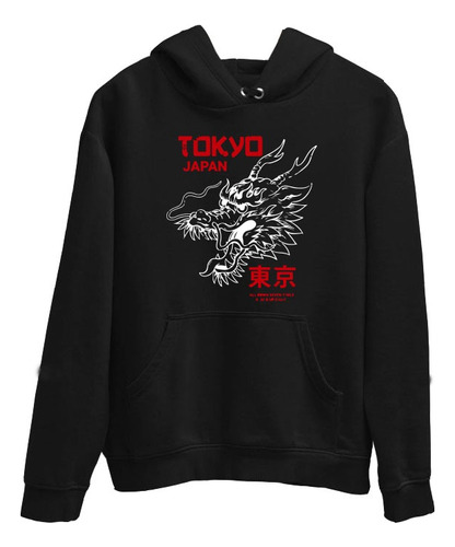 Buzo Algodón Canguro Hoodie Dragon Tokio Japan