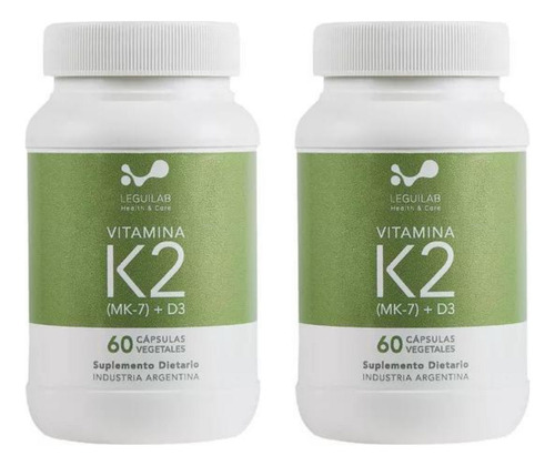 Vitamina K2 (mk7) + Vitamina D3 Leguilab 60 Capsulas Sabor Neutro Pack X2