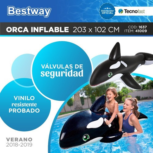 Ballena Orca Inflable Bestway Gigante Flotador Colchoneta
