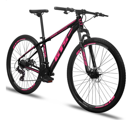 Bicicleta Aro 29 Gts Feel Aluminio 27v Freio Hidráulico Cor Preto/rosa Tamanho Do Quadro 21